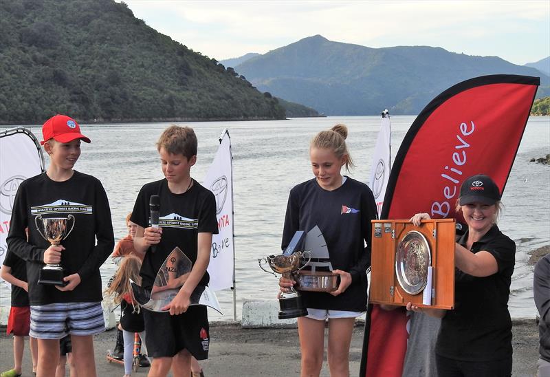 NZ winners 1-2-3 - Toyota NZ Optimist Championships, Queen Charlotte YC, April 2018 photo copyright Christel Hopkins taken at Queen Charlotte Yacht Club and featuring the Optimist class