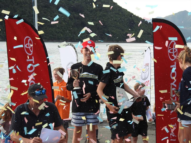 Done and dusted - NZ winners - Toyota NZ Optimist Championships, Queen Charlotte YC, April 2018 photo copyright Christel Hopkins taken at Queen Charlotte Yacht Club and featuring the Optimist class