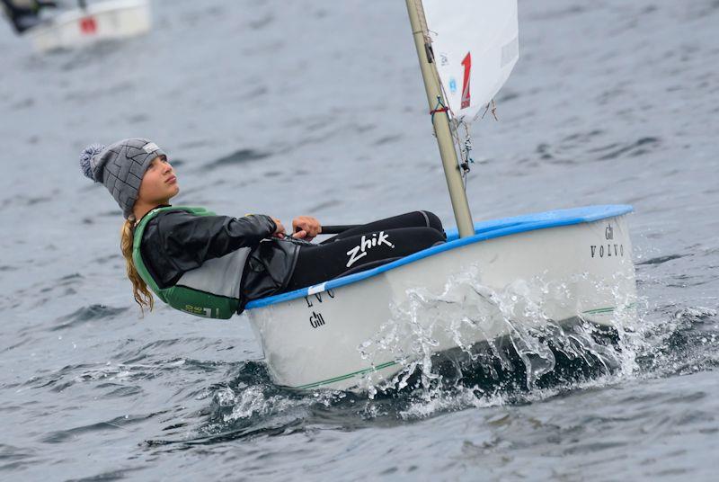 Sienna Wright in race 1 of the AIB Irish Optimist National Championships photo copyright Robert Bateman / Castlewhite Waterfall taken at Royal Cork Yacht Club and featuring the Optimist class