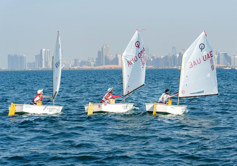 The UAE's AbdulahAl Zabidi (right) battling for position on day 2 of the 2023 Optimist Asian and Oceanian Championship - photo © Craig Strydom