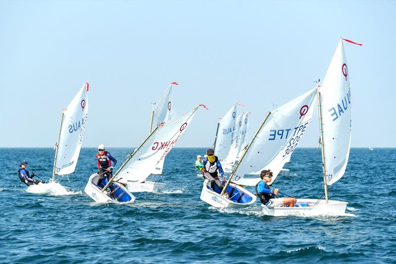 Competitors have faced mixed conditions at the 2023 Optimist Asian and Oceanian Championship photo copyright Craig Strydom taken at Abu Dhabi Marine Sports Club and featuring the Optimist class