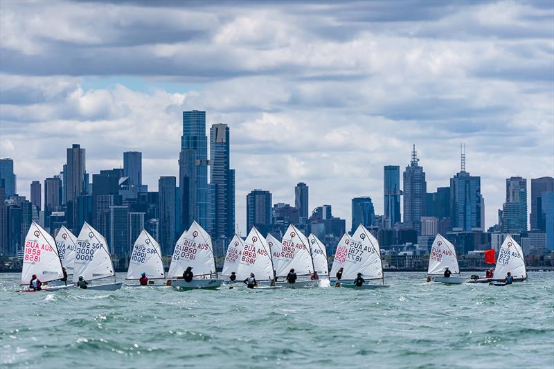 Optimist racing at 2024 Sail Melbourne (30 Nov - 3 Dec ) hosted by Royal Brighton Yacht Club photo copyright Beau Outteridge taken at Royal Brighton Yacht Club and featuring the Optimist class