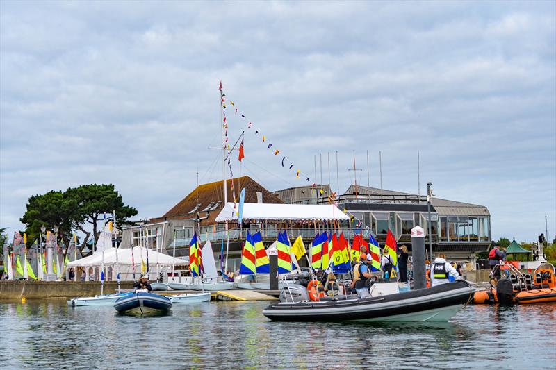 Optimists in front of the clubhouse during Royal Lymington Yacht Club Youth Week photo copyright Lucy Samuels taken at Royal Lymington Yacht Club and featuring the Optimist class