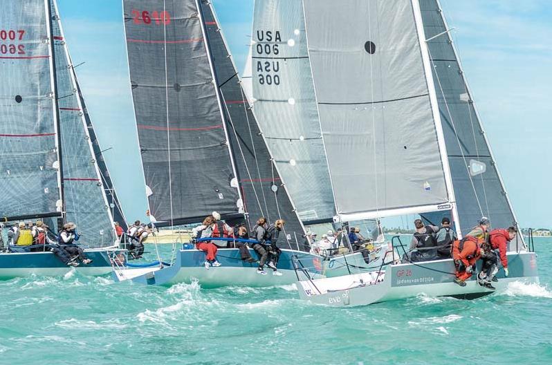 Close starts in ORC Class 2: GP 26 Rattle N Rum getting off the line fast on day 4 of Quantum Key West Race Week 2016 photo copyright Sara Proctor / Quantum Key West taken at Storm Trysail Club and featuring the ORC class