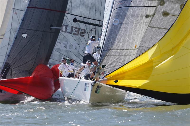 Close mark roundings on the ORC course on day 1 at Charleston Race Week - photo © Charleston Race Week / Tim Wilkes