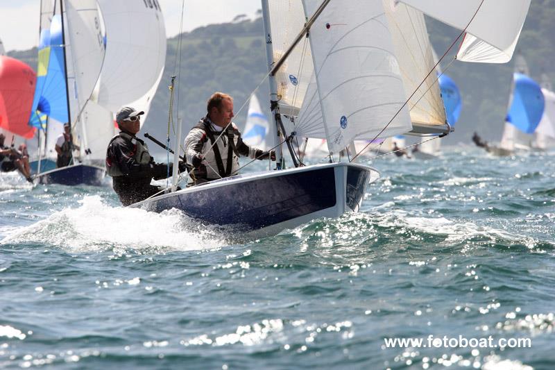 Tim Rush & Mike Greig on day 4 of the Osprey Nationals at Porthpean photo copyright Mike Rice / www.fotoboat.com taken at Porthpean Sailing Club and featuring the Osprey class