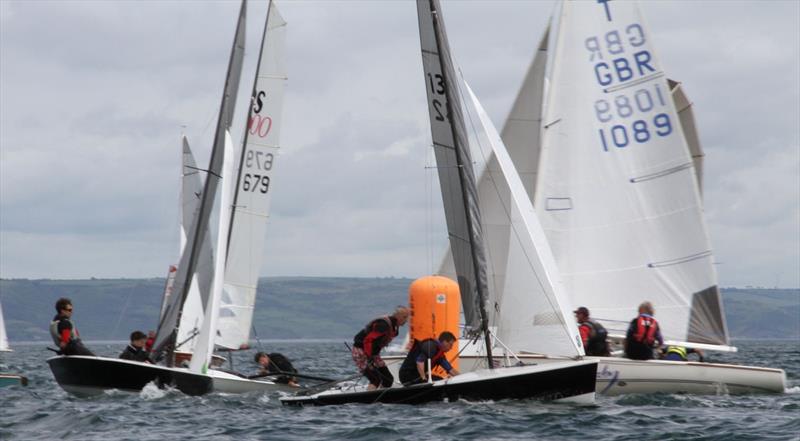 Ted Lewis leads fast boats round the windward mark in the Tenby Regatta 2015 photo copyright TSC taken at Tenby Sailing Club and featuring the Osprey class