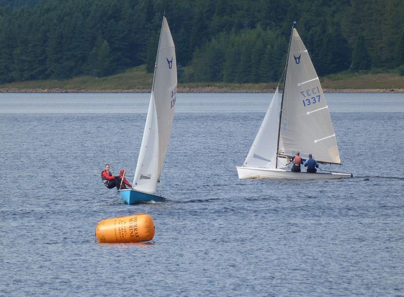 Viola and Mike Scott(even winners) lead Rob Shaw and Ian Little to windward mark during Osprey Scottish & Northern Championships photo copyright Angela Mamwell taken at Kielder Water Sailing Club and featuring the Osprey class
