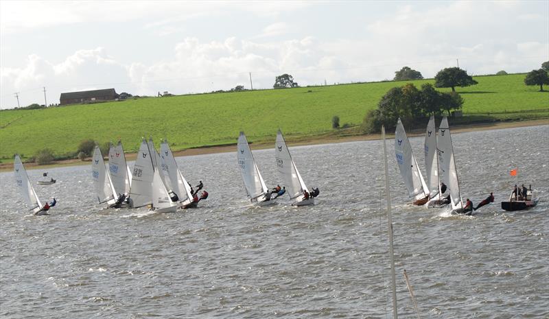 Just after the start of race 1 during the Osprey Final Fling 2023 at Blithfield photo copyright Davexvs taken at Blithfield Sailing Club and featuring the Osprey class