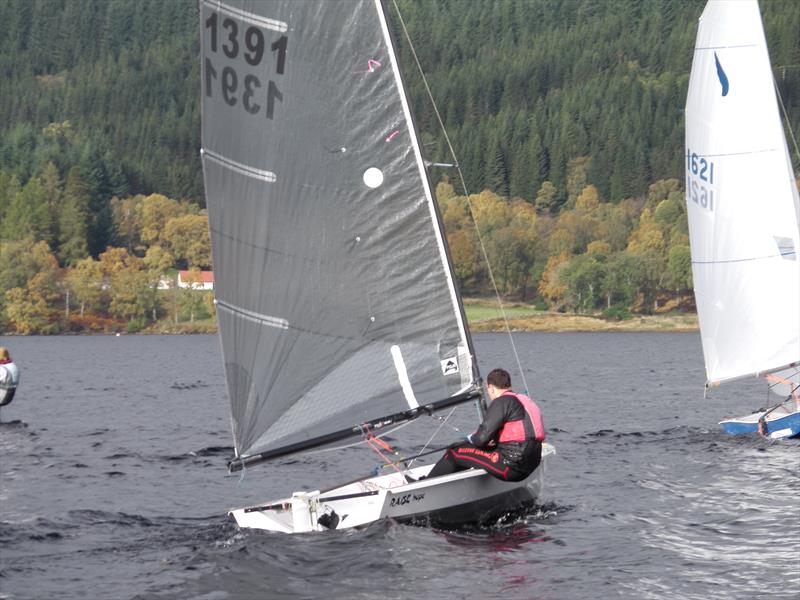 Gavin Homer gives chase to the Kestrel of Malcolm Worsley and Sandy Bremner on day two of the RYA Scotland Champion of Champions Trophy at Loch Tummel photo copyright Matt Toynbee taken at Loch Tummel Sailing Club and featuring the Phantom class