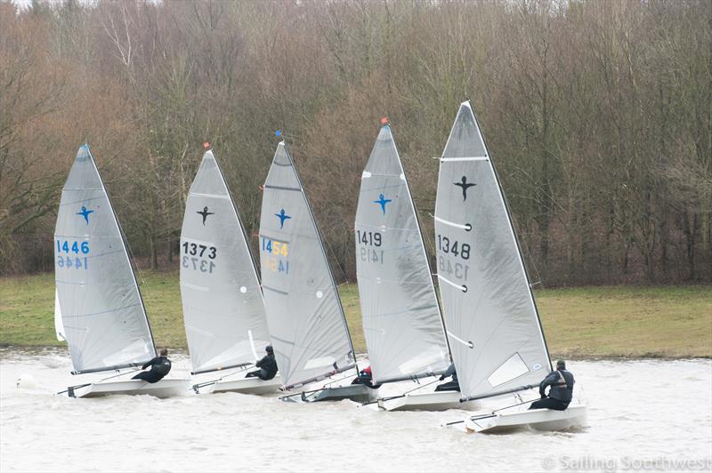 7 strong fleet of Phantoms won by Simon Hawkes (1454) during the Sutton Bingham Icicle: SSW Winter Series Round 8 photo copyright Lottie Miles taken at Sutton Bingham Sailing Club and featuring the Phantom class