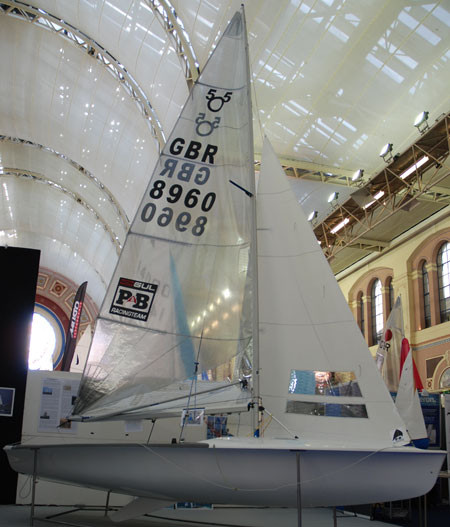 Ian Pinnell’s World Championship winning 505 on display at the Ultimate Dinghy stand during the Sail, Power and Watersports Show at Earls Court in 2008 photo copyright P&B taken at  and featuring the  class