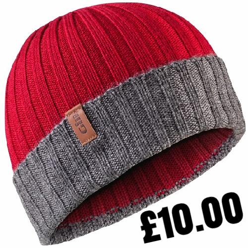 Gill Wide Rib Knit Beanie Red