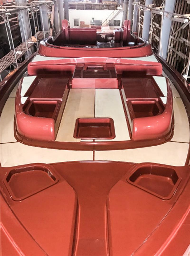 The deck plug is completed. This complex shape accommodates all of the hatch lids, lockers, drains and style lines to create the desired design of the Belize 66 photo copyright Riviera Australia taken at  and featuring the Power boat class