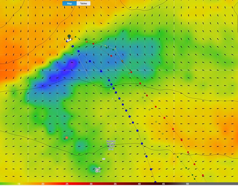 Routing around light wind patch - ECMWF and GFS feeds (used on board the VOR boats photo copyright Predictwind.com taken at  and featuring the  class