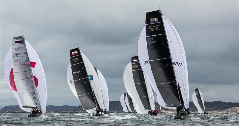 Downwind on the first day of fleet racing at the RC44 Marstrand Cup photo copyright Pedro Martinez / Martinez Studio taken at  and featuring the RC44 class