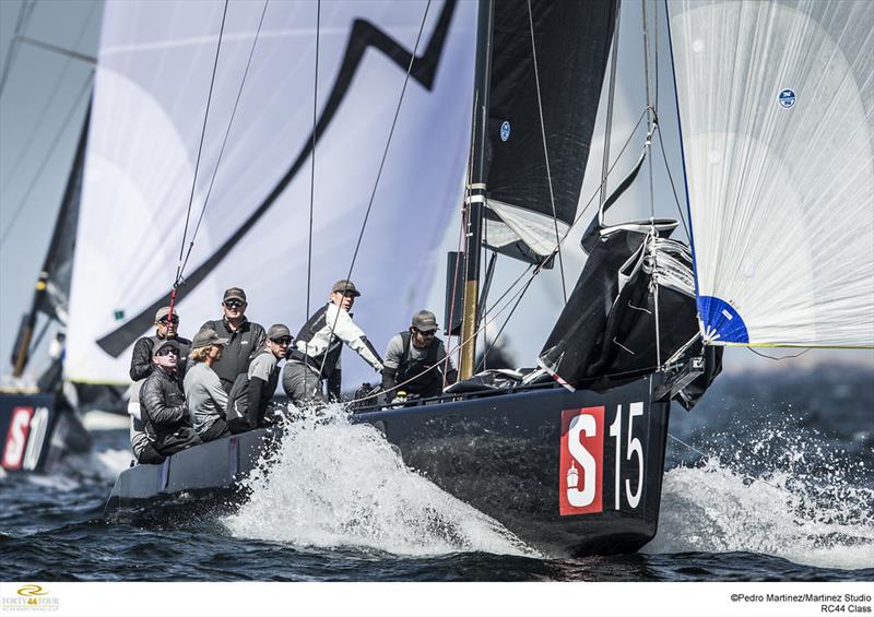 Nico Poons' Charisma soars downwind on the second day of fleet racing at the RC44 Marstrand Cup photo copyright Pedro Martinez / Martinez Studio taken at  and featuring the RC44 class