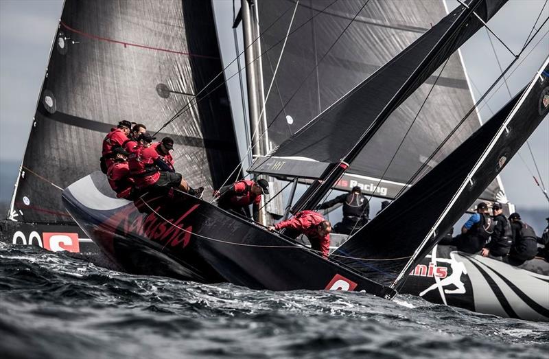 Katusha crosses ahead of Artemis Racing Youth on the third day of fleet racing at the RC44 Marstrand Cup photo copyright Pedro Martinez / Martinez Studio taken at  and featuring the RC44 class