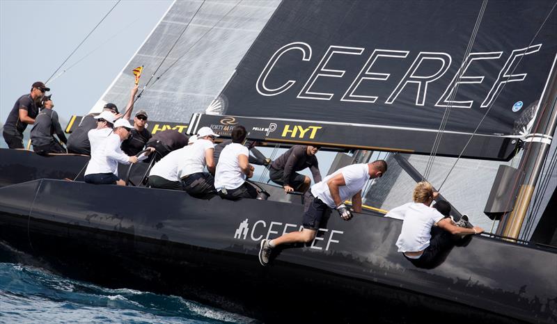 Close racing between Team CEEREF and Team Nika on day 1 of the RC44 Virgin Gorda Cup fleet racing photo copyright Nico Martinez / www.MartinezStudio.es taken at  and featuring the RC44 class