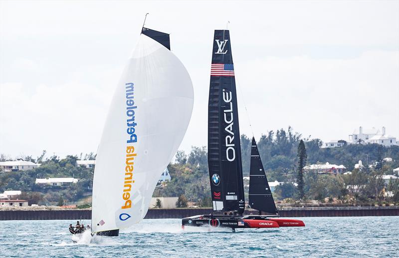 ORACLE Team USA flyby of the RC44 match racing course on day 1 of the RC44 Bermuda Cup - photo © NicoMartinez / MartinezStudio