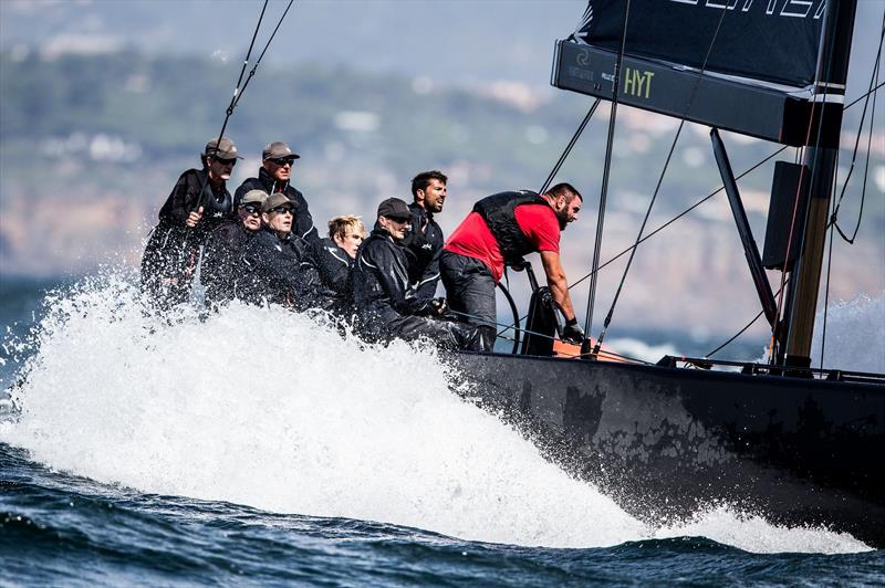 Team CEEREF blast downwind in 25 knots at the RC44 Cascais Cup fleet racing photo copyright www.MartinezStudio.es taken at  and featuring the RC44 class