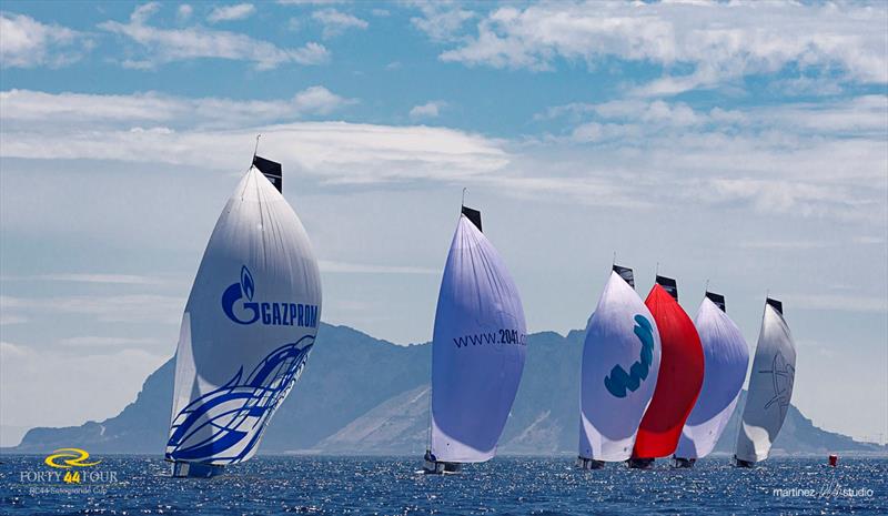 Fleet racing against the backdrop of Gibraltar on day 1 of the RC44 Sotogrande Cup - photo © www.MartinezStudio.es
