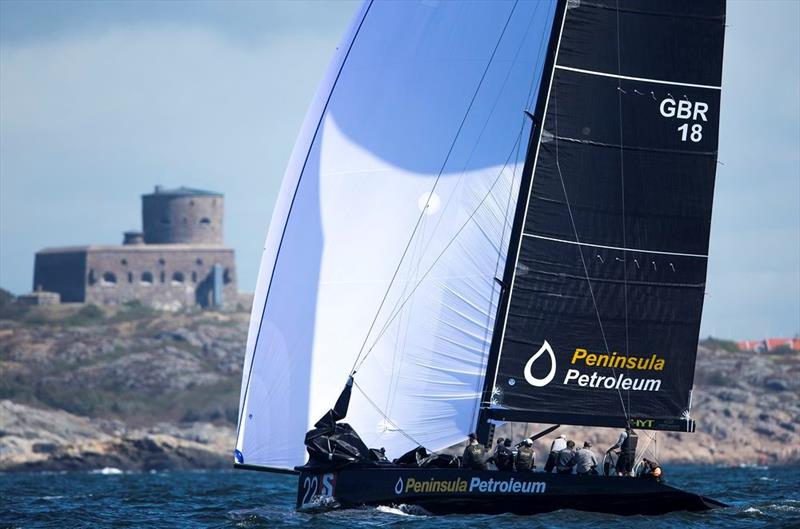 Peninsula Petroleum gliding downwind on day 1 of the RC44 Marstrand World Championship photo copyright Pedro Martinez / Martinez Studio taken at  and featuring the RC44 class