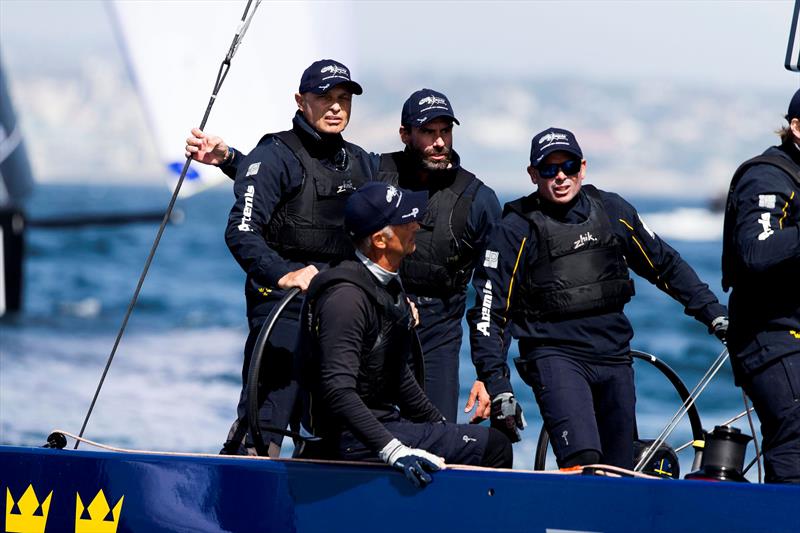 Torbjörn Törnqvist and tactician Iain Percy got back in their stride to win the final race on day 3 at the RC44 Cascais Cup photo copyright Pedro Martinez / Martinez Studio taken at  and featuring the RC44 class