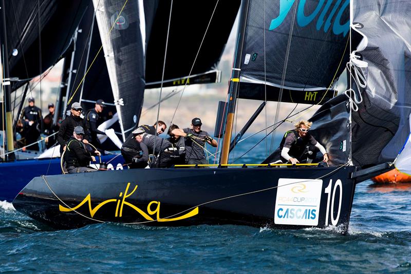 Team Nika won the first race today and came close to claiming the second on day 3 at the RC44 Cascais Cup - photo © Pedro Martinez / Martinez Studio