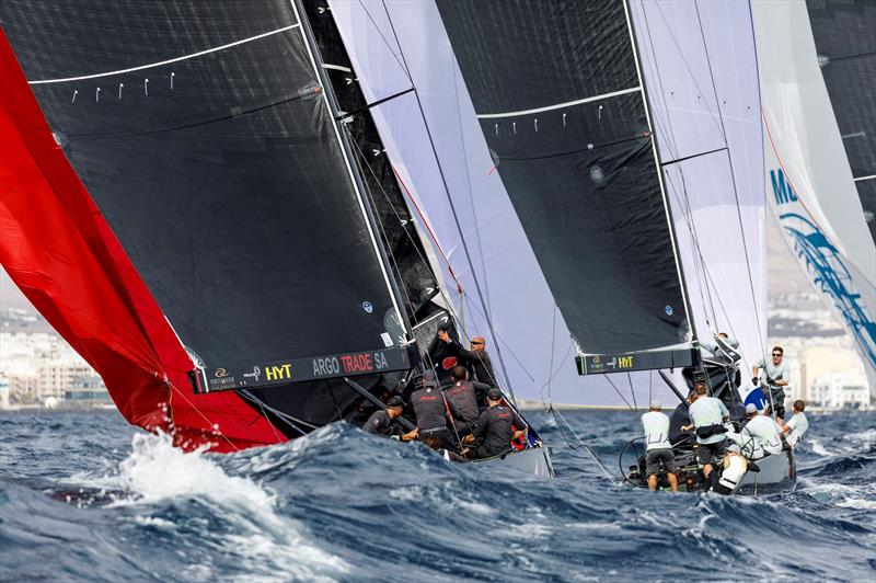 A confused and often sharp sea made life tough for the nine crews on day 2 of the RC44 Calero Marinas Cup photo copyright Martinez Studio / RC44 Class taken at  and featuring the RC44 class