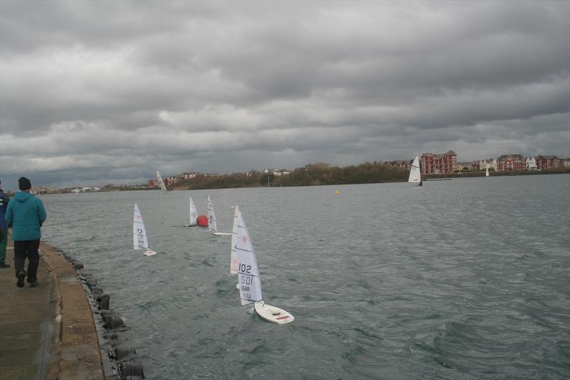 The top five after 3 laps during the RC Laser TT at West Lancs photo copyright RCLaser Association taken at West Lancashire Yacht Club and featuring the RC Laser class