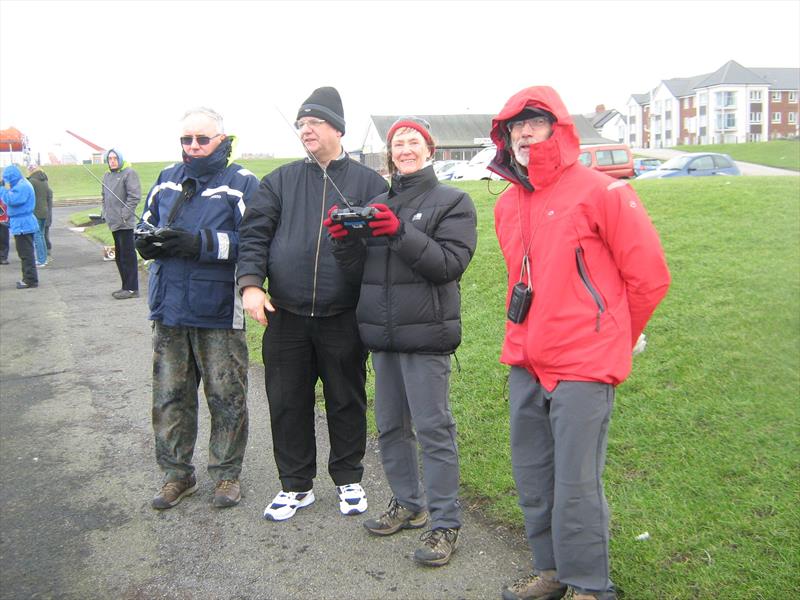 Trevor Bell and Peter Isles instructing newbies during the RC Laser Winter Series at Fleetwood week 2 photo copyright Tony Wilson taken at Fleetwood Model Yacht Club and featuring the RC Laser class