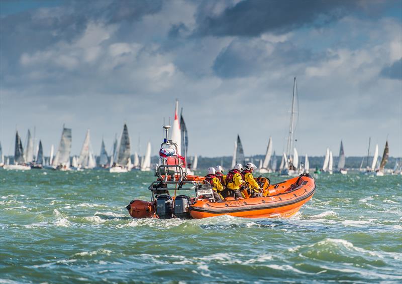 Solent lifeboats provide safety cover during Round the Island Race. Cowes Atlantic 85 inshore lifeboat Sheena Louise B-859 - photo © Andrew Parish