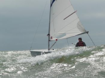 Sarah Kennedy blasting round in race 2 with a Rooster Storm Sail during the Streaker nationals at Lancing