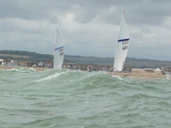 The battle for second overall; Ian Jones in 1669 and Alan Gillard 1661 (somewhere under that wave!) during the Streaker nationals at Lancing