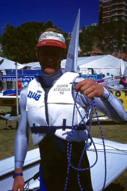 Robert Scheidt with his Rooster Polilite mainsheet - photo © Rooster Sailing