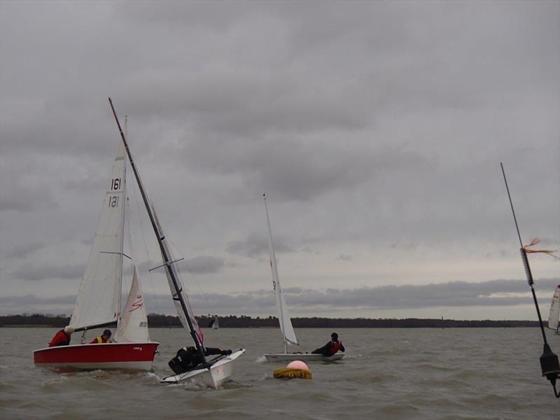Battling the tide at the windward mark in race one of the Lymington Town Sailing Club Perishers Series - photo © Liam Willis