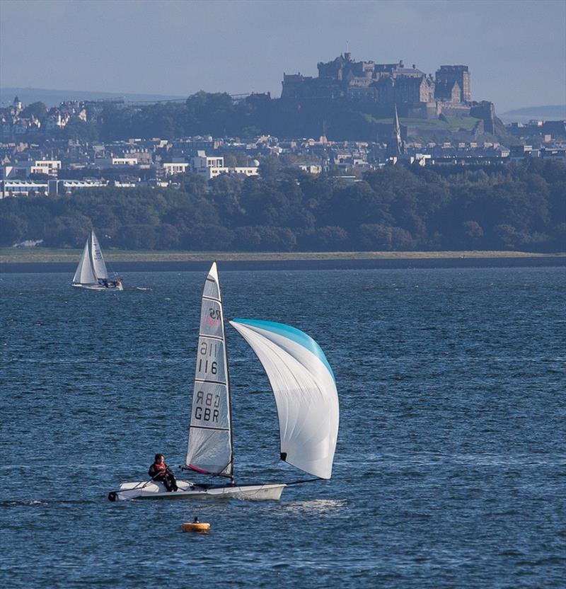 Event Winner Keith Cuthbert sails past Edi Castle during the Bart's Bash race at Dalgety Bay Sailing Club photo copyright Ruby Rennie taken at Dalgety Bay Sailing Club and featuring the RS100 class