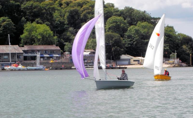 Steve Roberts (RS200) ahead of George Dalley (Comet Duo) during the Nearly St Germans pursuit race photo copyright Robby Roberts taken at Torpoint Mosquito Sailing Club and featuring the RS200 class
