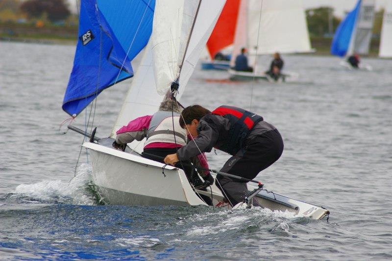 Andy and Tessa, parents of British Sailing Team Podium Squad member Nicola Groves, have been racing together for some 40 years, gybing during the RS200 Inlands at Island Barn Reservoir SC photo copyright Jim Champ taken at Island Barn Reservoir Sailing Club and featuring the RS200 class