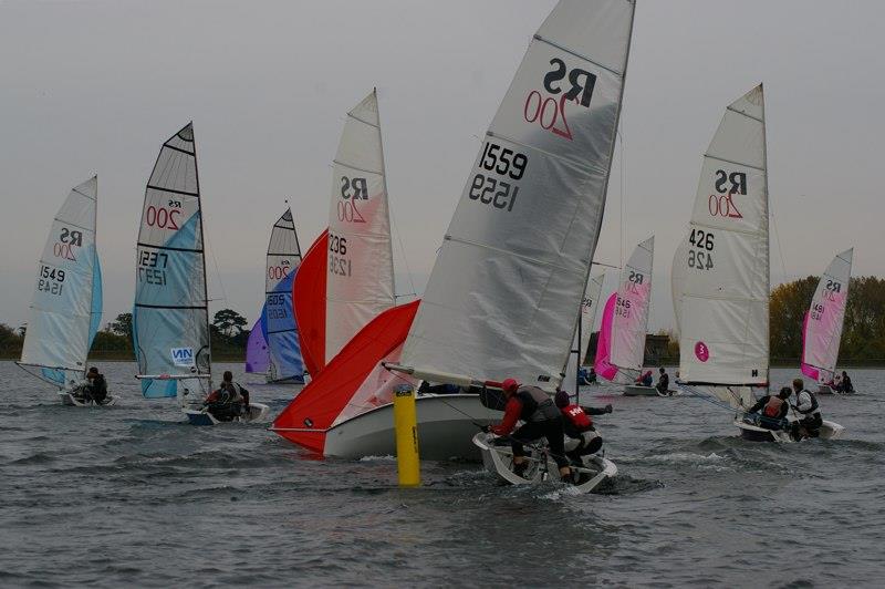 Drama at the spreader mark during the RS200 Inlands at Island Barn Reservoir SC photo copyright Jim Champ taken at Island Barn Reservoir Sailing Club and featuring the RS200 class