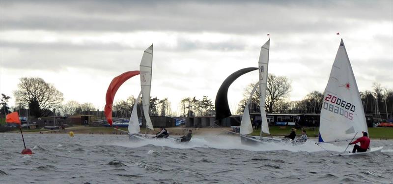 Exciting racing for the asymmetrics on day 8 of the Alton Water Frostbite Series photo copyright Emer Berry taken at Alton Water Sports Centre and featuring the RS200 class