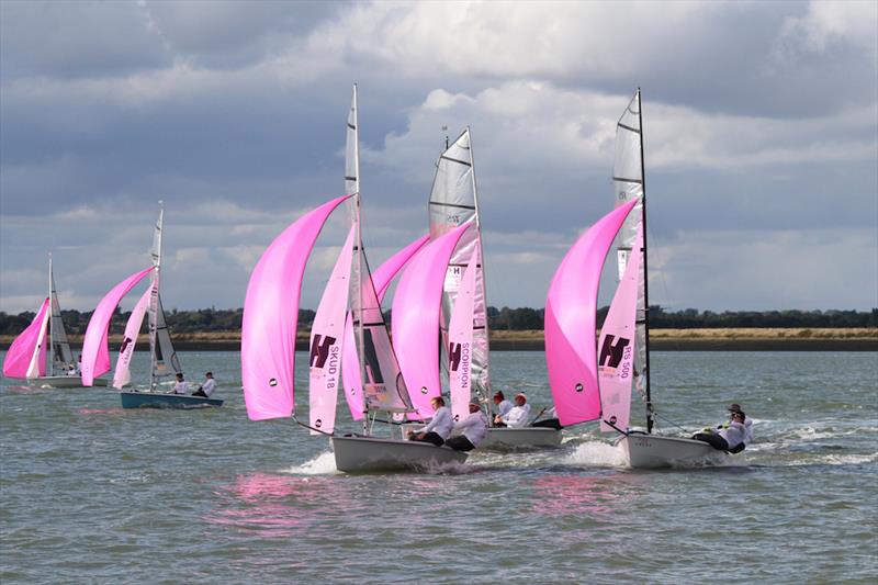Close, exciting racing on the downwind leg at the Endeavour Trophy 2016 photo copyright Roger Mant taken at Royal Corinthian Yacht Club, Burnham and featuring the RS200 class