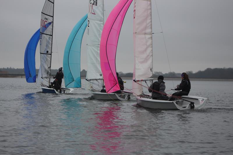 Close racing in the Asymmetric fleet on day 2 of the Fox's Marine & Country Alton Water Frostbite Series photo copyright Steven Mitchell taken at Alton Water Sports Centre and featuring the RS200 class