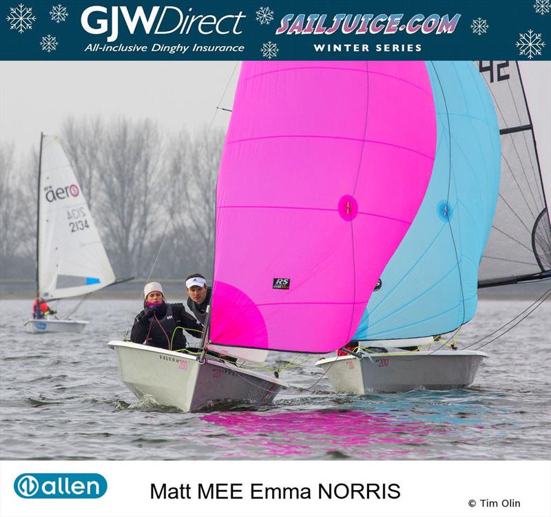 Matt Mee & Emma Norris win the GJW Direct Sailjuice Winter Series photo copyright Tim Olin / www.olinphoto.co.uk taken at Oxford Sailing Club and featuring the RS200 class
