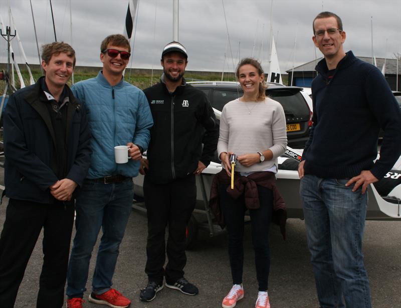 Dinghy park champion chit-chat (l-r) Toby Lewis, Ben Saxton, Alan Roberts, Holly Scott and Nick Craig ahead of the 2017 Endeavour Trophy photo copyright Sue Pelling taken at Royal Corinthian Yacht Club, Burnham and featuring the RS200 class
