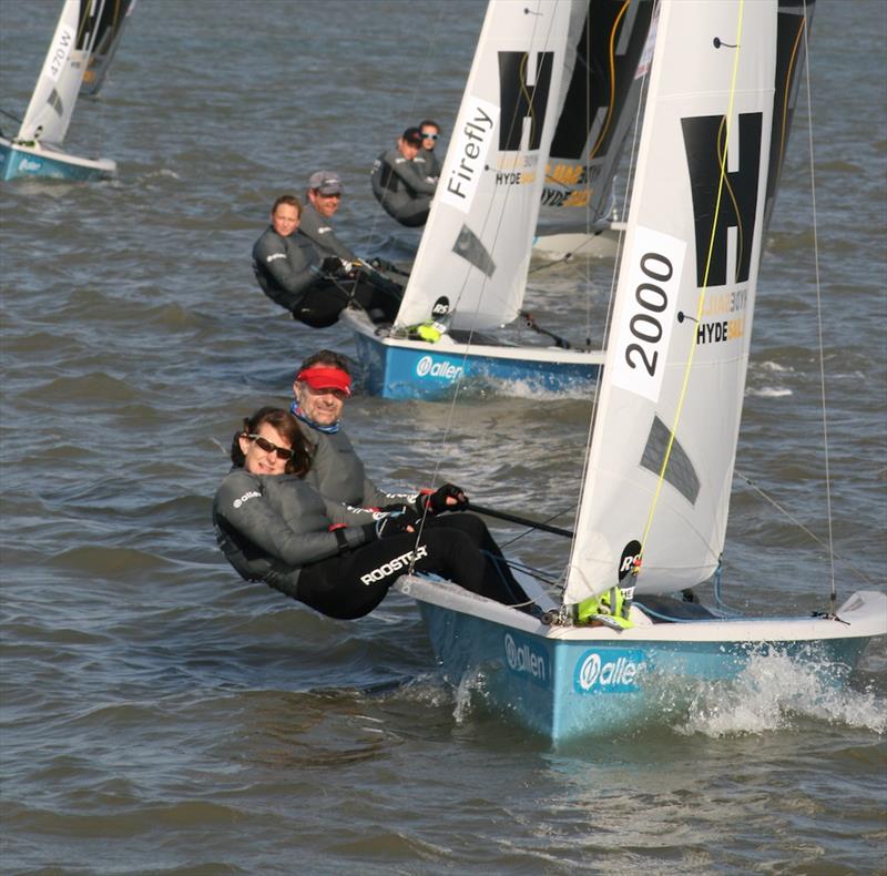Steve and Sarah Cockerill (2000) enjoying the close racing at the front of the fleet during the 2017 Endeavour Trophy photo copyright Sue Pelling taken at Royal Corinthian Yacht Club, Burnham and featuring the RS200 class