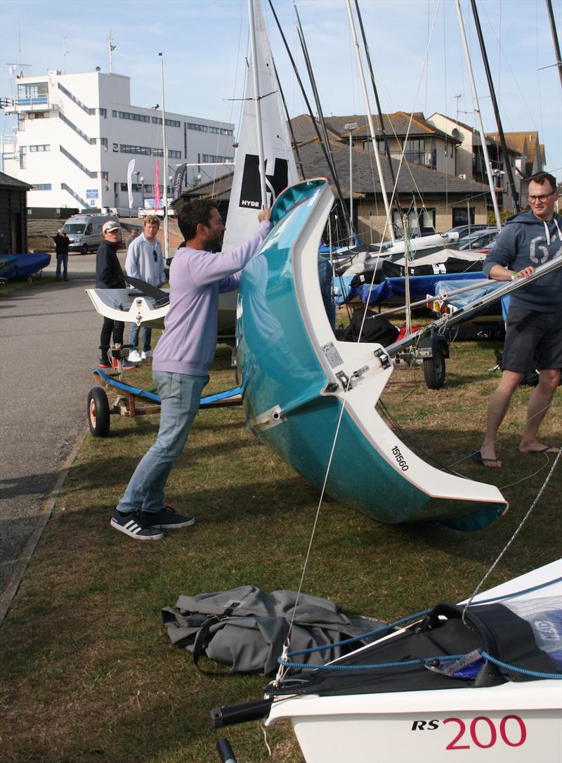 Dinghy park preparations ready for tomorrow's early morning start photo copyright Sue Pelling taken at Royal Corinthian Yacht Club, Burnham and featuring the RS200 class