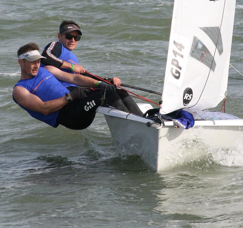 Endeavour 2023: Matt Mee and Chris Martin (GP14) on their way to clinching second place yesterday photo copyright Sue Pelling taken at Royal Corinthian Yacht Club, Burnham and featuring the RS200 class