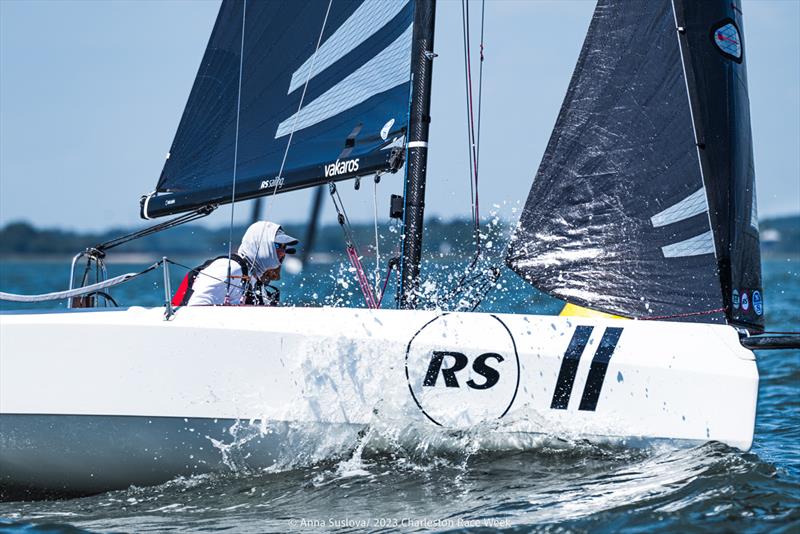 During Charleston Race Week 2023, the RS21 fleet has been testing the Vakaros Atlas 2 / RaceSense device, a start line tool that is quickly gaining the respect of the sailing community photo copyright Anna Suslova / RS21 Class taken at Charleston Yacht Club and featuring the RS21 class